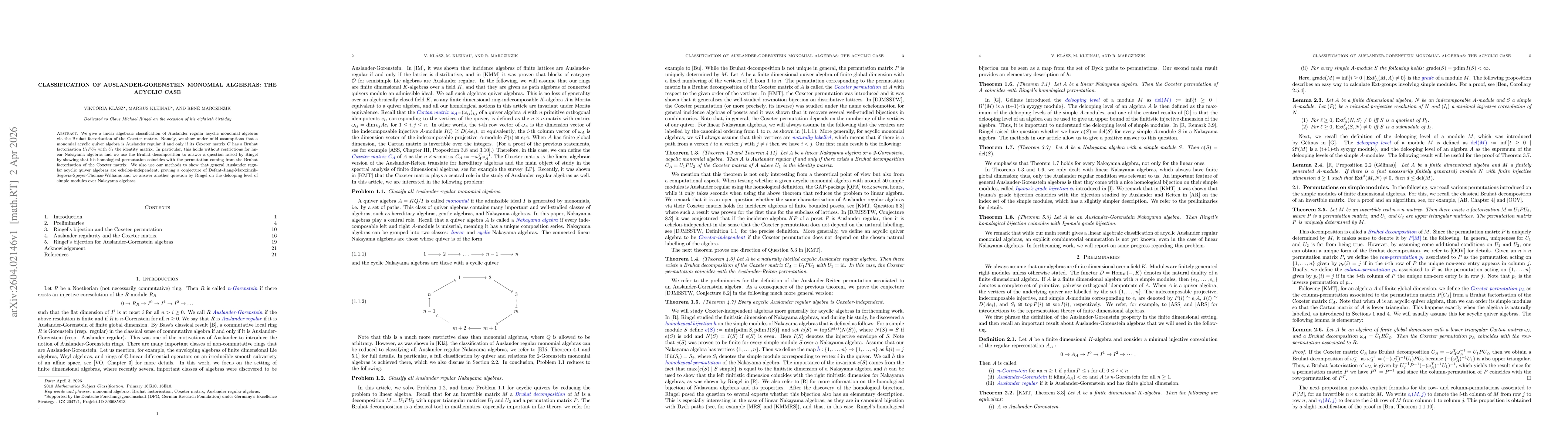 Thumbnail for Classification of Auslander-Gorenstein monomial algebras: The acyclic case