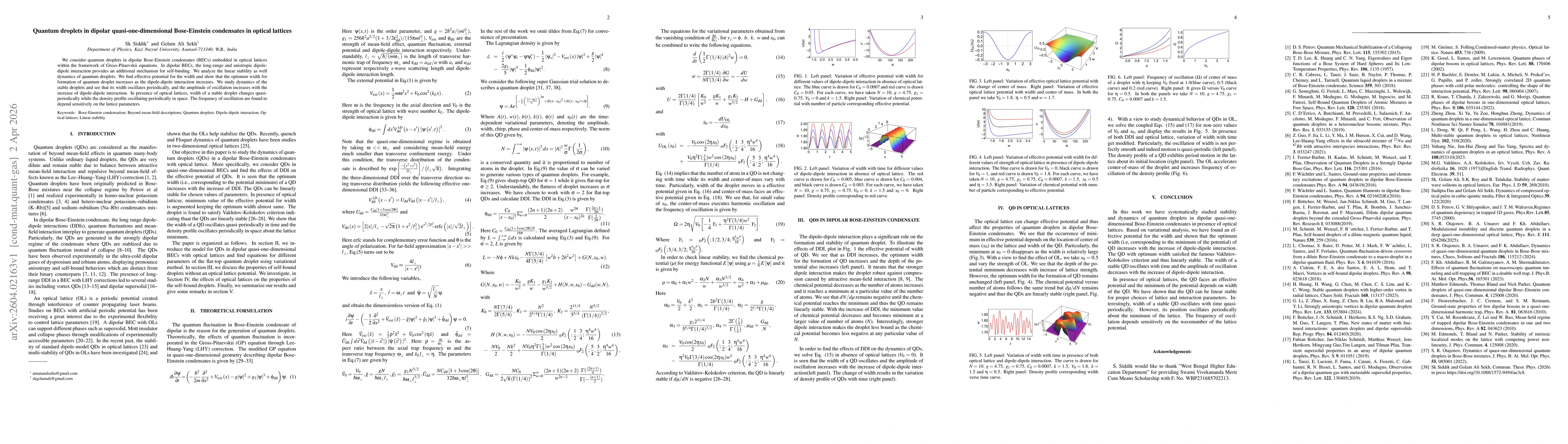Thumbnail for Quantum droplets in dipolar quasi-one-dimensional Bose-Einstein condensates in optical lattices