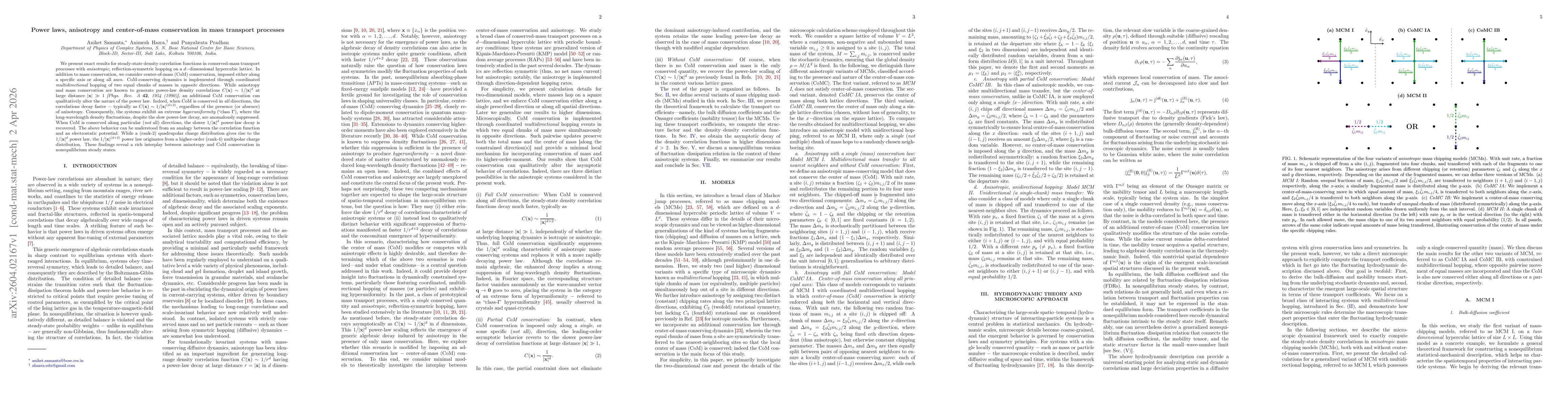 Thumbnail for Power laws, anisotropy and center-of-mass conservation in mass transport processes
