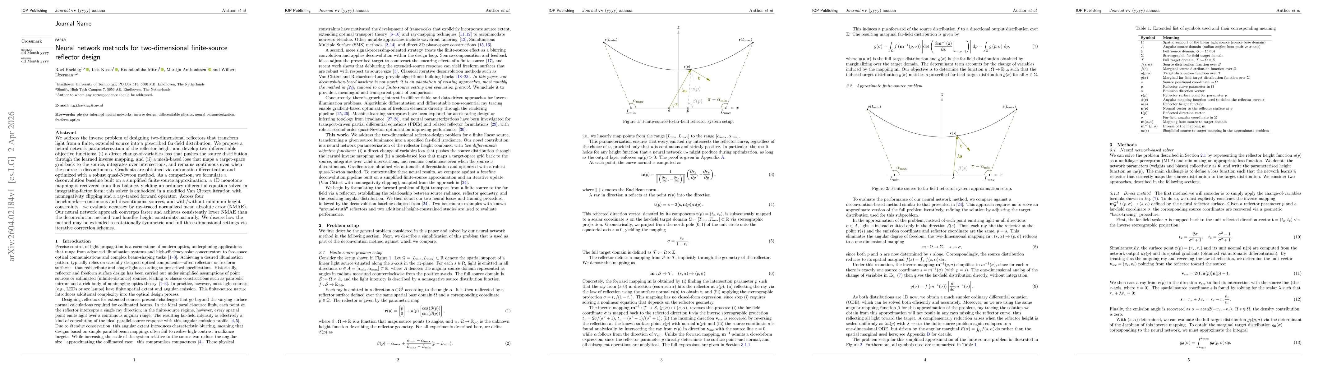 Thumbnail for Neural network methods for two-dimensional finite-source reflector design