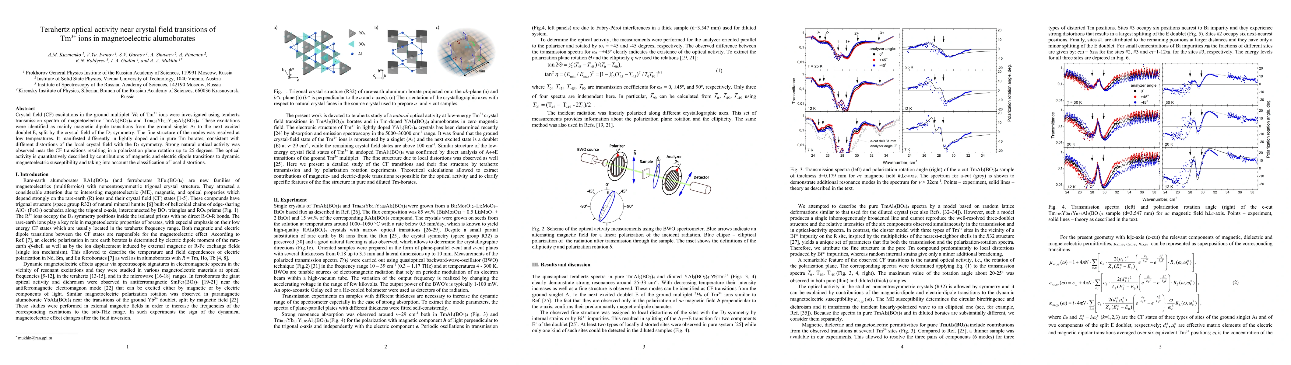 Thumbnail for Terahertz optical activity near crystal field transitions of Tm3+ ions in magnetoelectric alumoborates