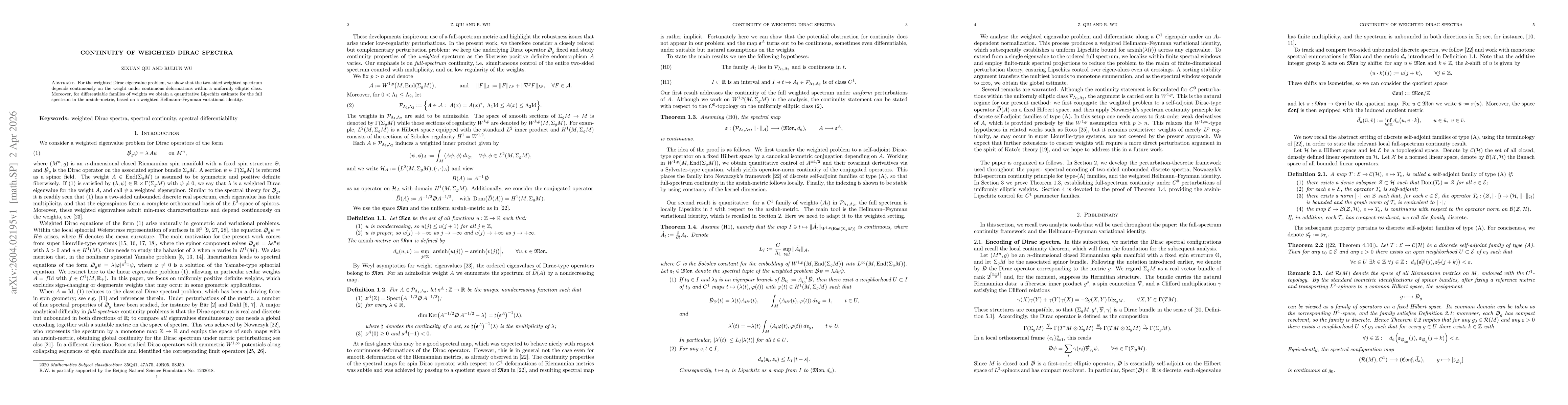 Thumbnail for Continuity of Weighted Dirac Spectra