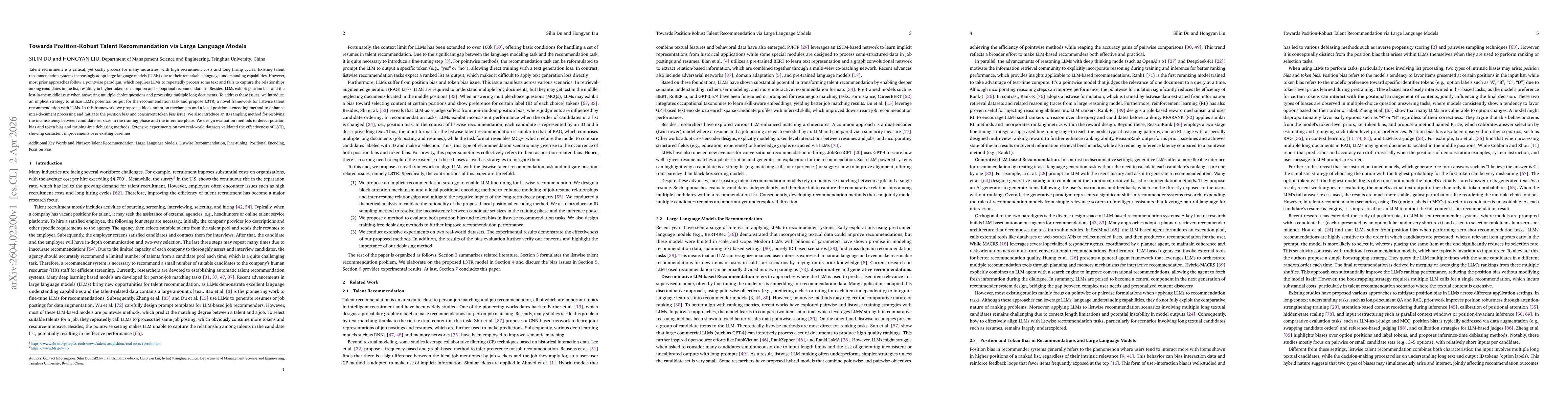 Thumbnail for Towards Position-Robust Talent Recommendation via Large Language Models