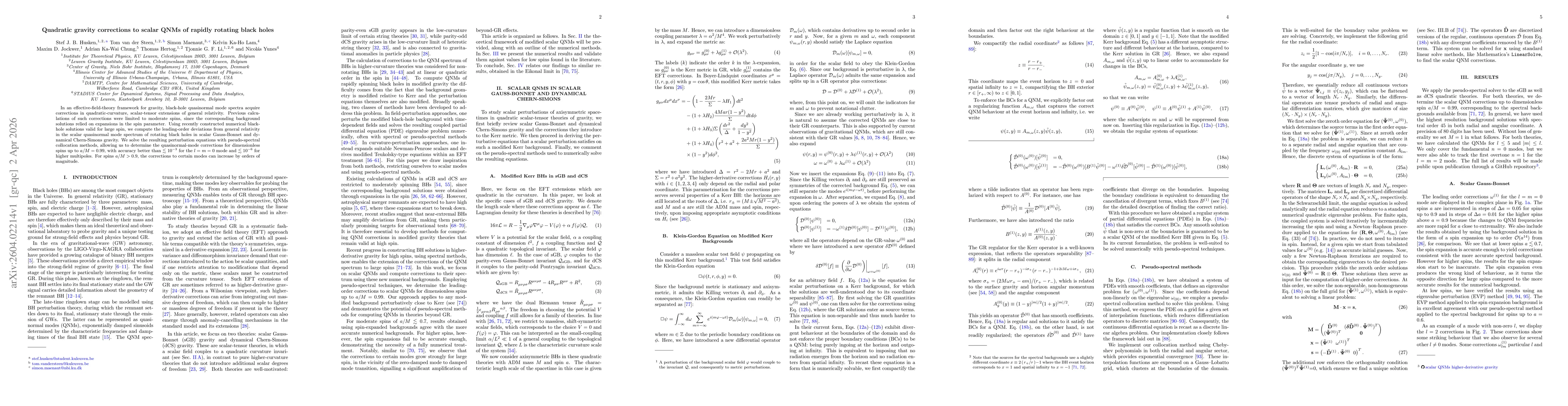 Thumbnail for Quadratic gravity corrections to scalar QNMs of rapidly rotating black holes