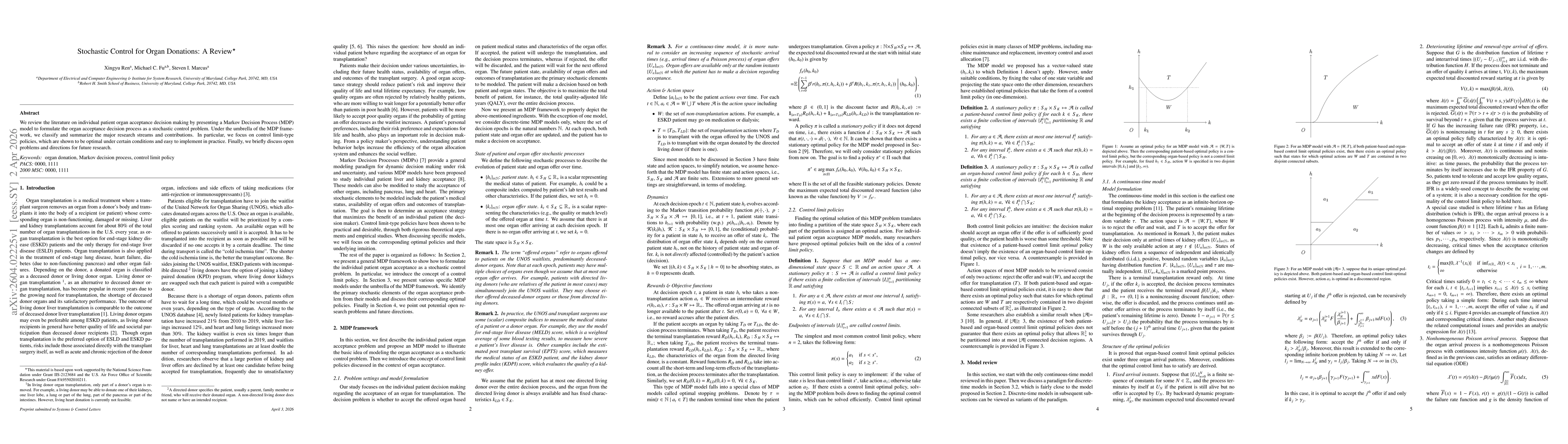 Thumbnail for Stochastic Control for Organ Donations: A Review