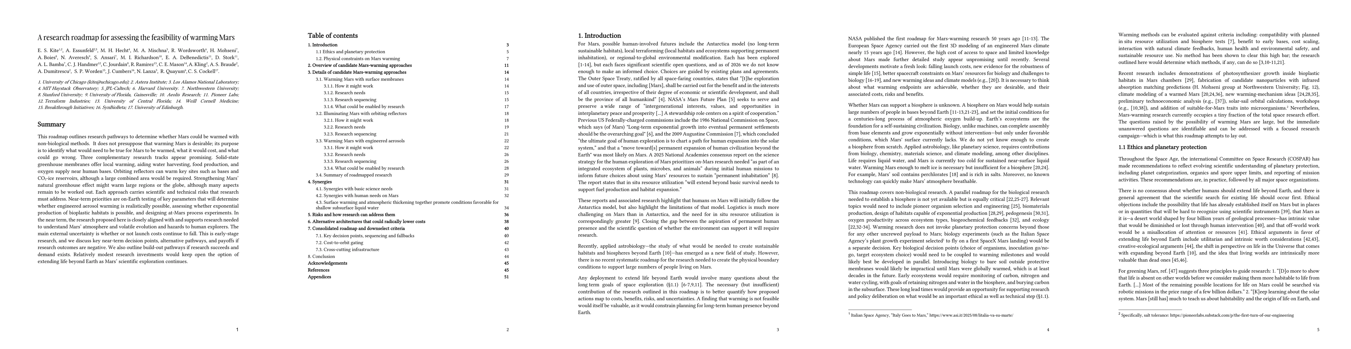 Thumbnail for A research roadmap for assessing the feasibility of warming Mars