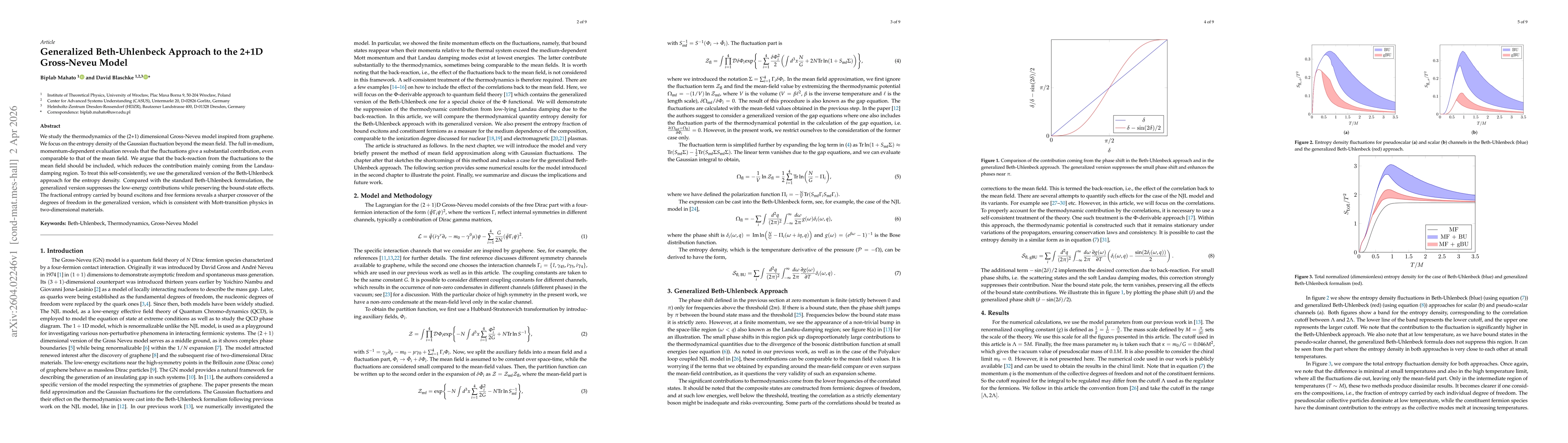 Thumbnail for Generalized Beth-Uhlenbeck Approach to the 2+1D Gross-Neveu Model