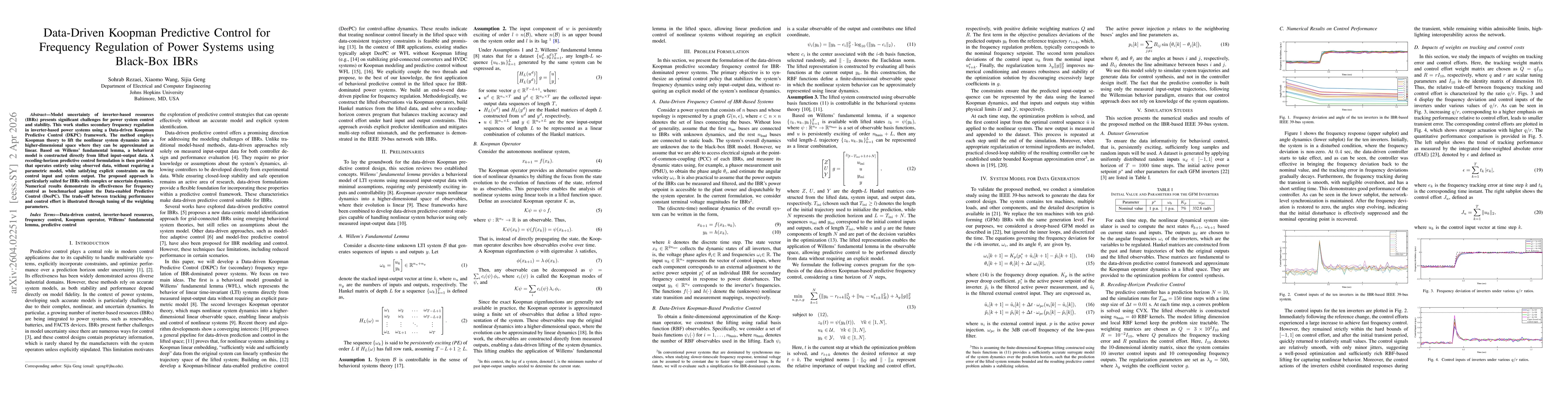 Thumbnail for Data-Driven Koopman Predictive Control for Frequency Regulation of Power Systems using Black-Box IBRs