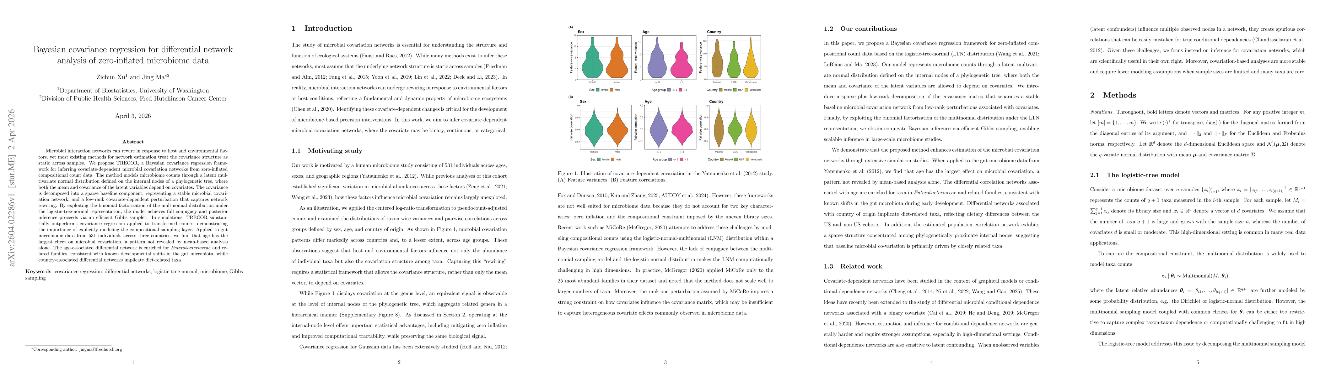 Thumbnail for Bayesian covariance regression for differential network analysis of zero-inflated microbiome data