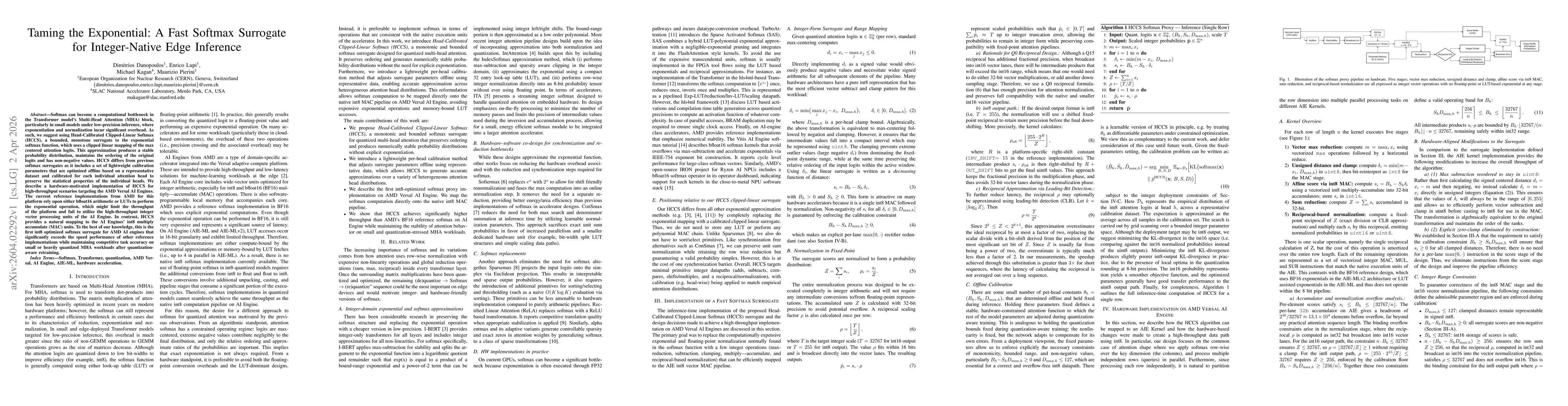 Thumbnail for Taming the Exponential: A Fast Softmax Surrogate for Integer-Native Edge Inference