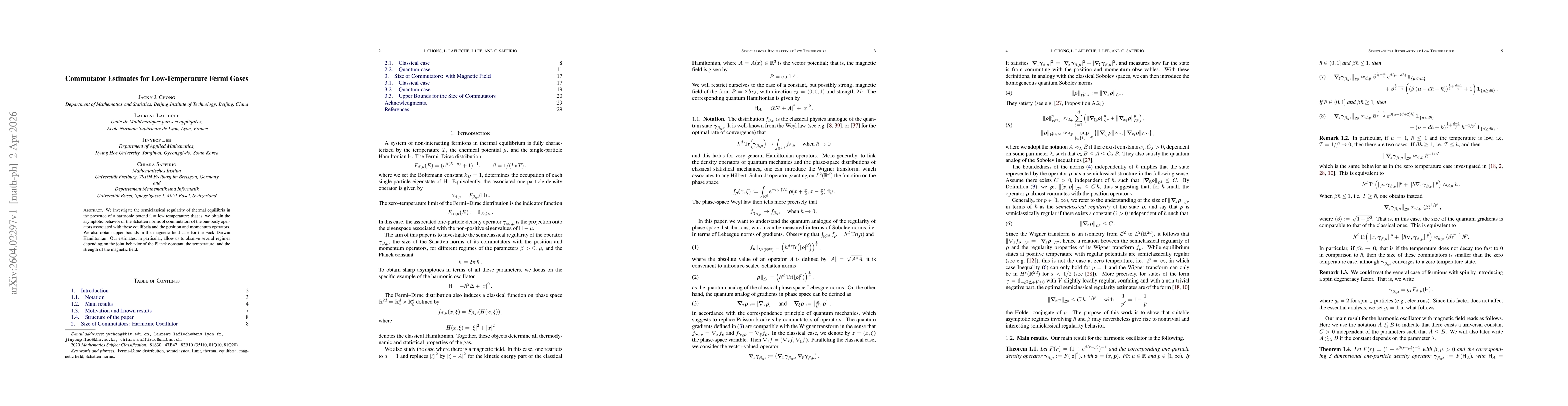 Thumbnail for Commutator Estimates for Low-Temperature Fermi Gases