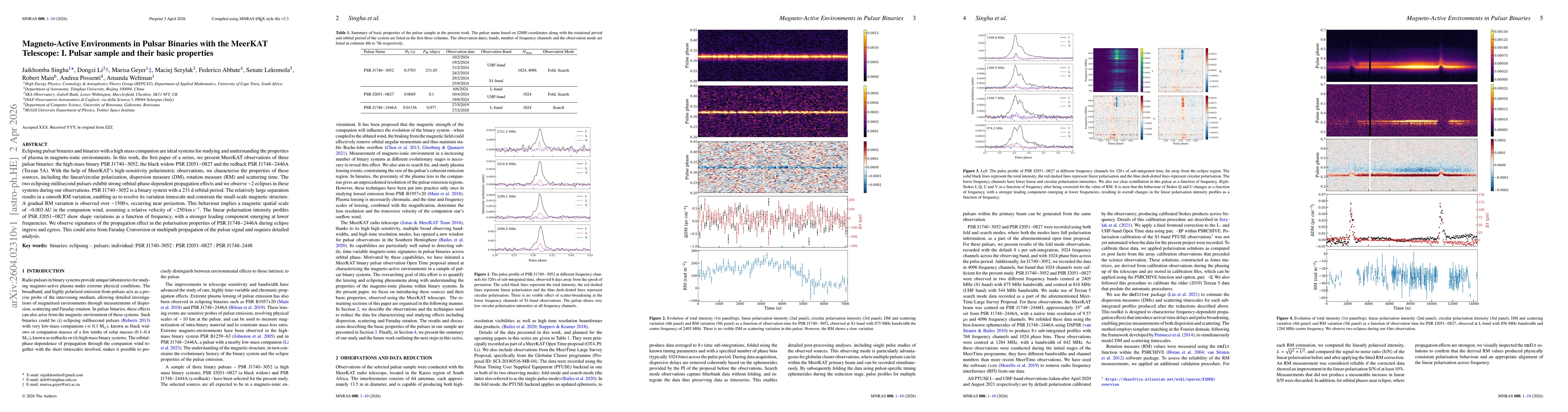 Thumbnail for Magneto-Active Environments in Pulsar Binaries with the MeerKAT Telescope: I. Pulsar sample and their basic properties