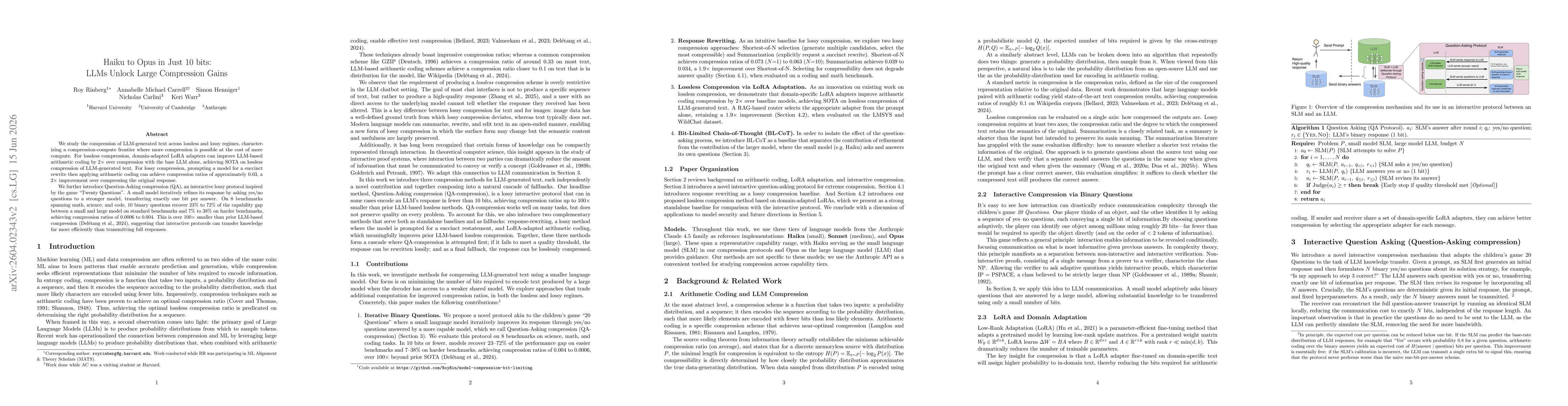 Thumbnail for Haiku to Opus in Just 10 bits: LLMs Unlock Large Compression Gains