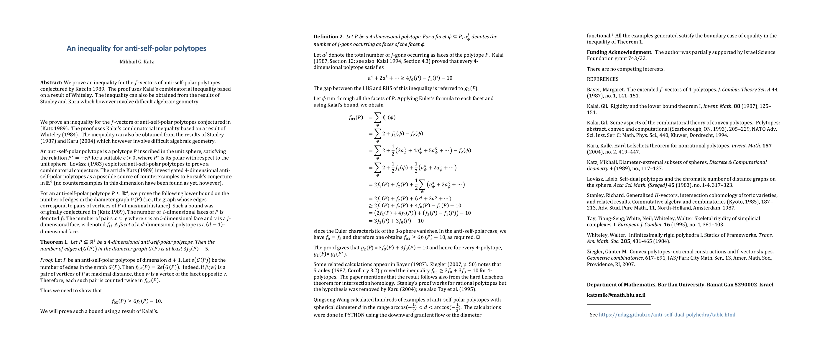 Thumbnail for An inequality for anti-self-polar polytopes