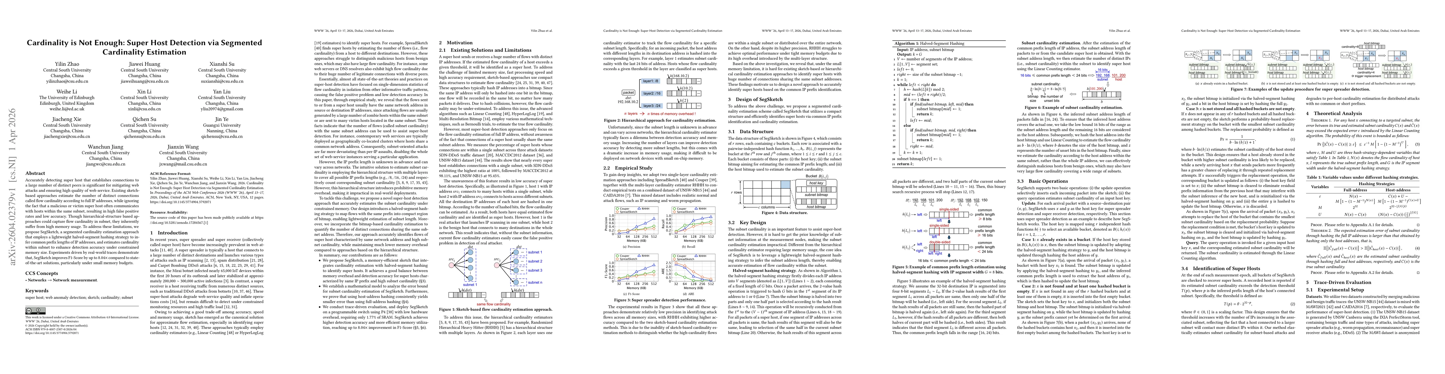 Thumbnail for Cardinality is Not Enough: Super Host Detection via Segmented Cardinality Estimation