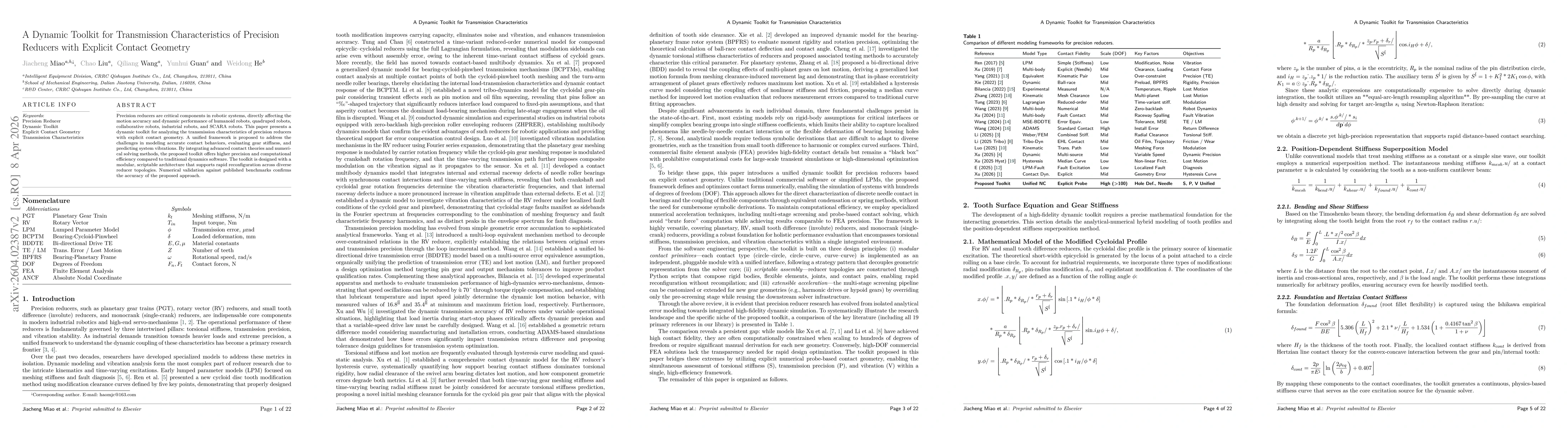 Thumbnail for A Dynamic Toolkit for Transmission Characteristics of Precision Reducers with Explicit Contact Geometry
