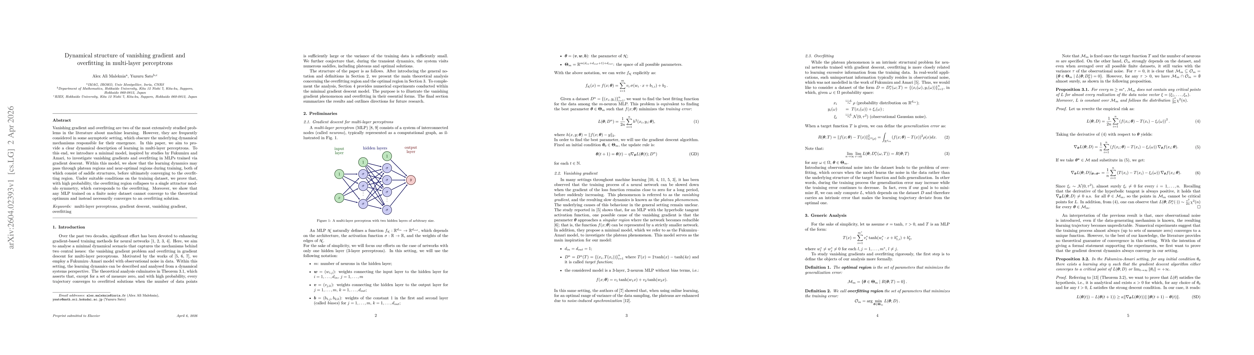 Thumbnail for Dynamical structure of vanishing gradient and overfitting in multi-layer perceptrons