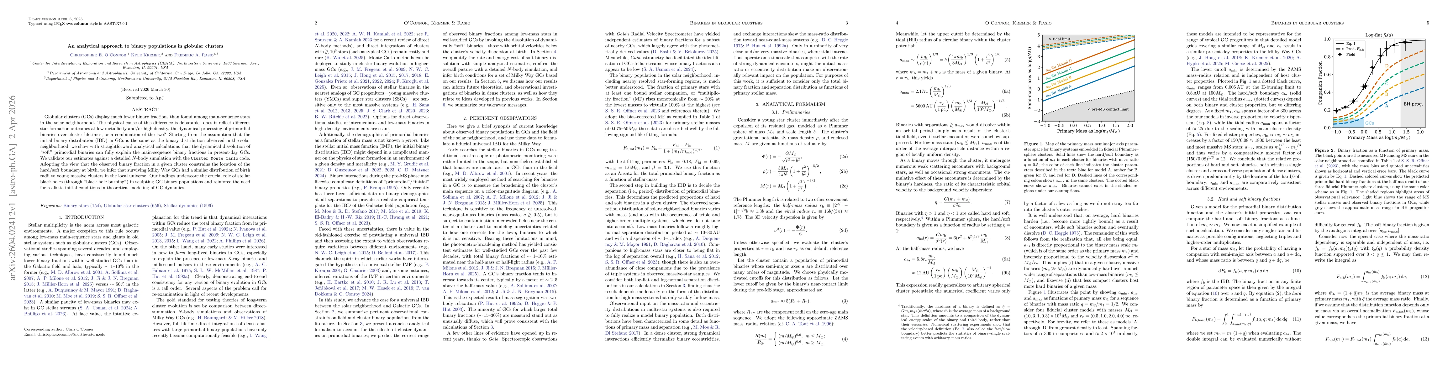 Thumbnail for An analytical approach to binary populations in globular clusters