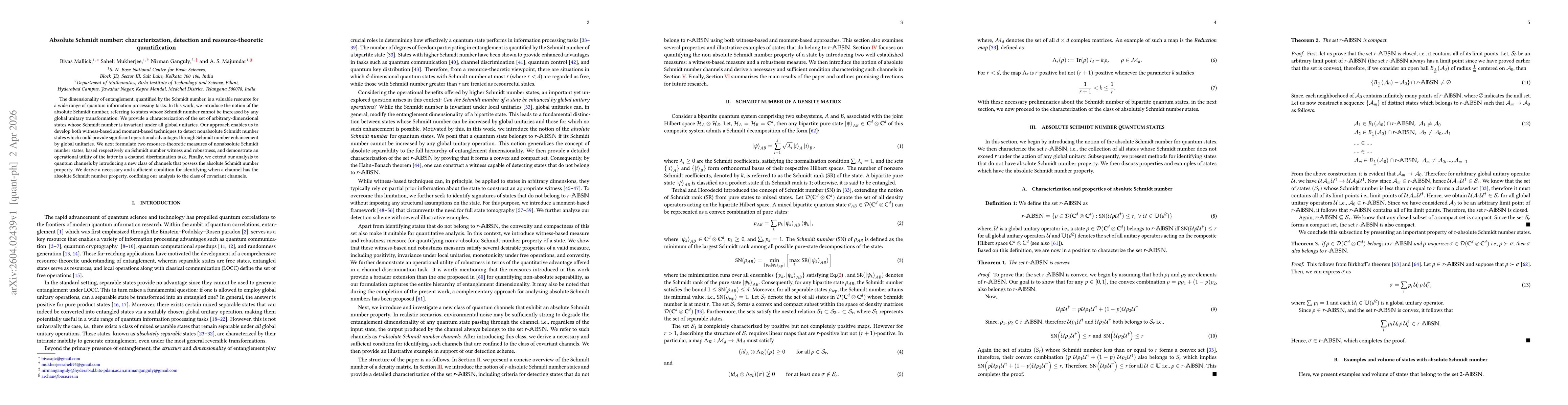 Thumbnail for Absolute Schmidt number: characterization, detection and resource-theoretic quantification