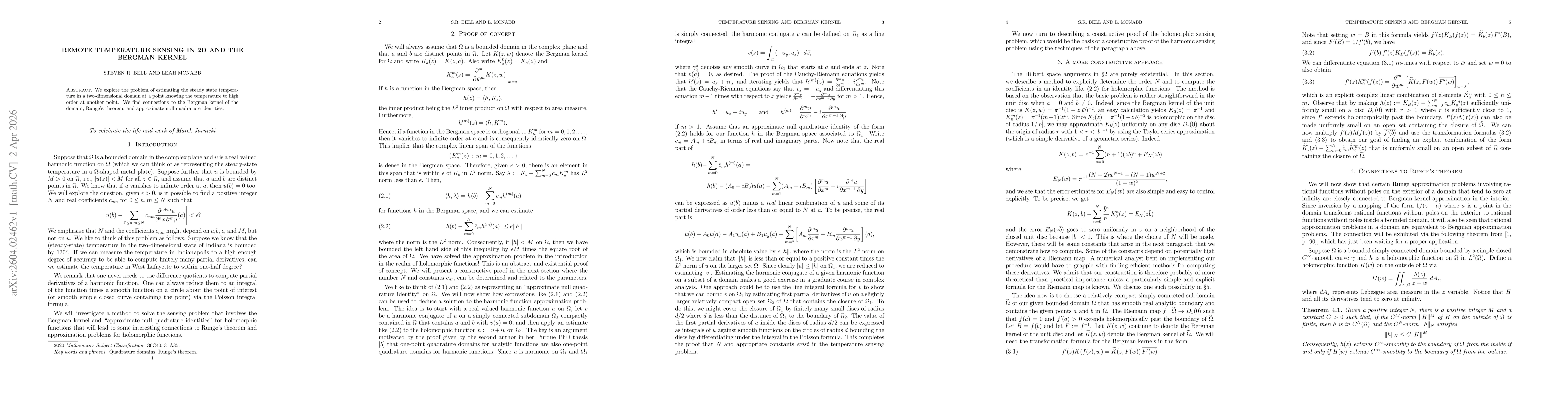 Thumbnail for Remote temperature sensing in 2D and the Bergman kernel