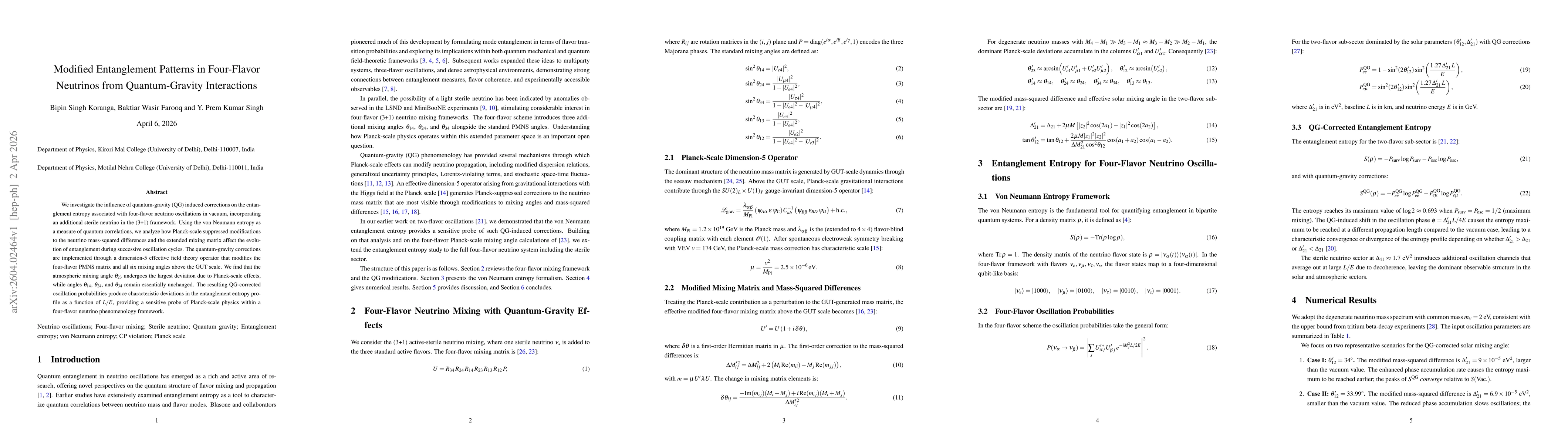 Thumbnail for Modified Entanglement Patterns in Four-Flavor Neutrinos from Quantum-Gravity Interactions