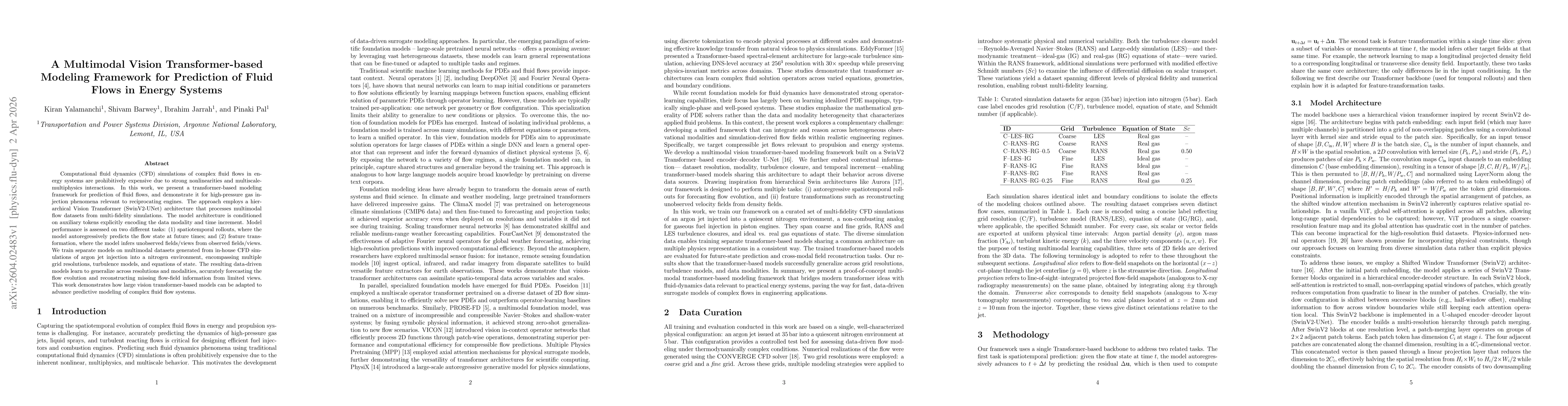 Thumbnail for A Multimodal Vision Transformer-based Modeling Framework for Prediction of Fluid Flows in Energy Systems