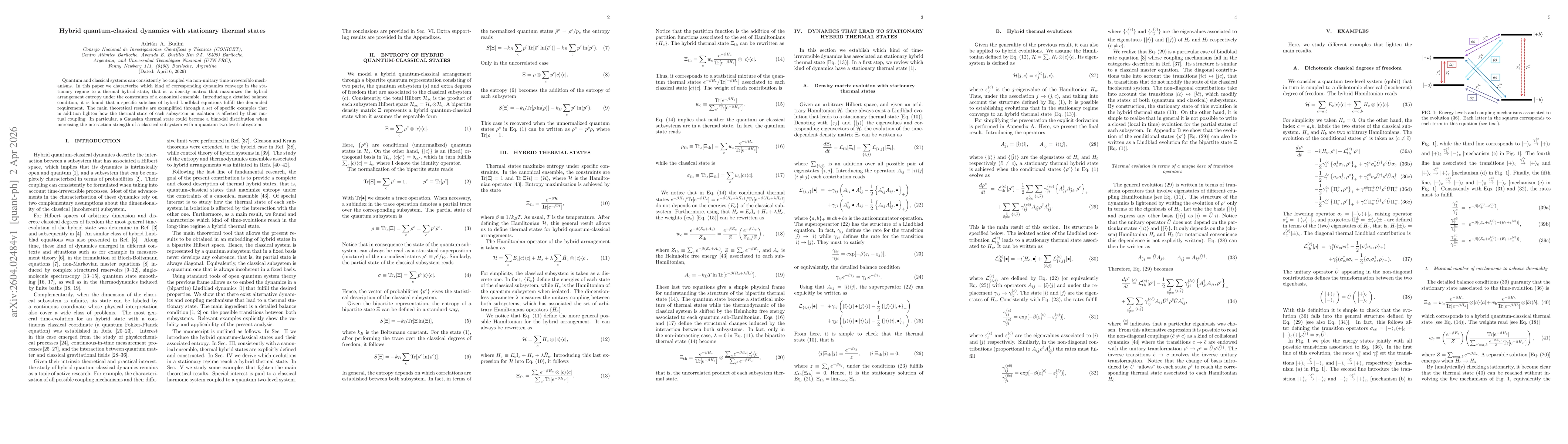 Thumbnail for Hybrid quantum-classical dynamics with stationary thermal states