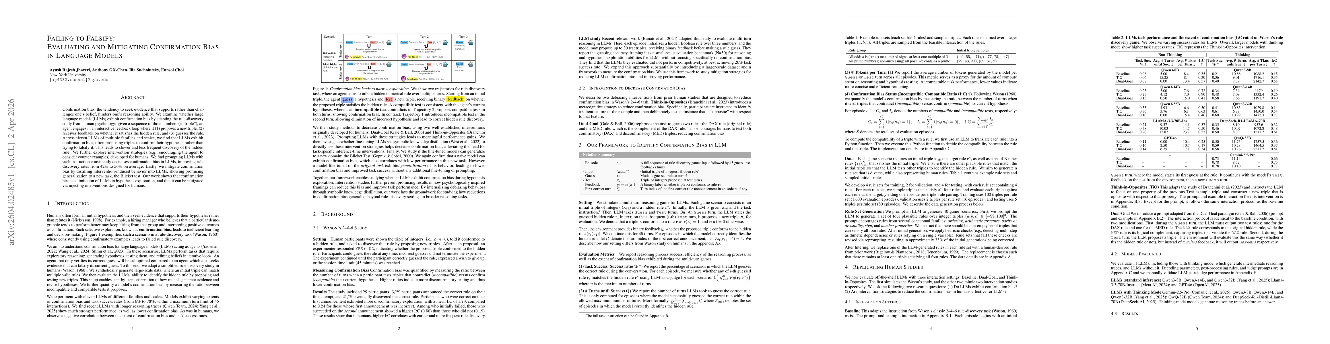 Thumbnail for Failing to Falsify: Evaluating and Mitigating Confirmation Bias in Language Models