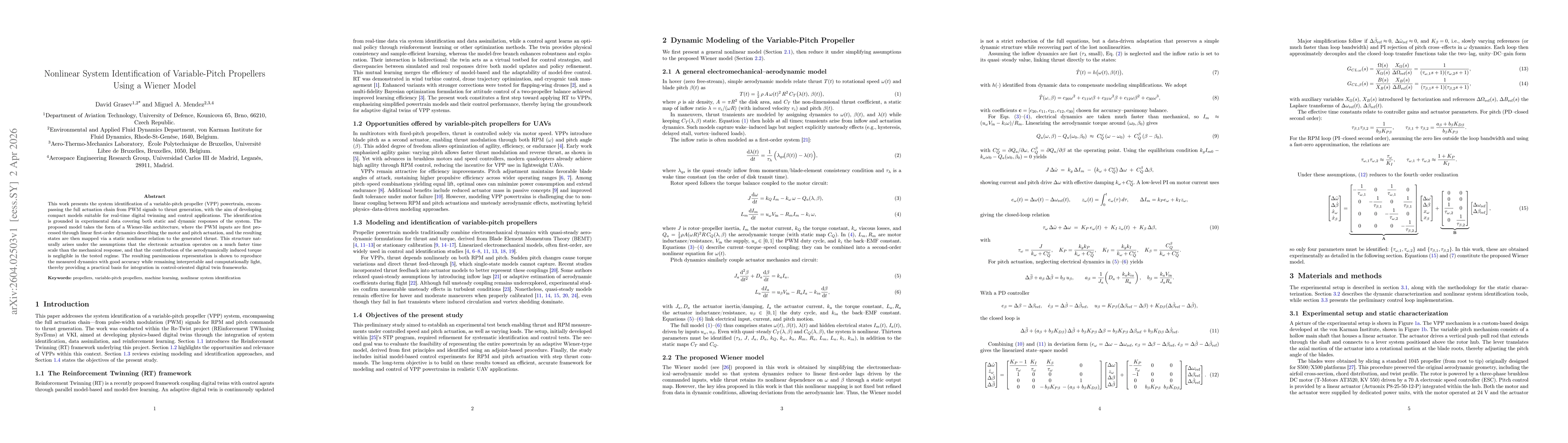 Thumbnail for Nonlinear System Identification of Variable-Pitch Propellers Using a Wiener Model
