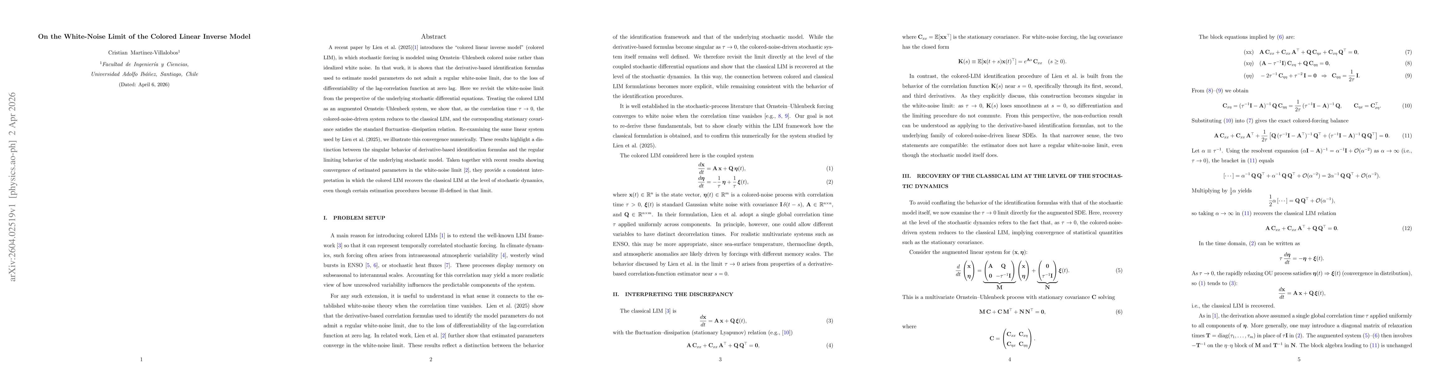 Thumbnail for On the White-Noise Limit of the Colored Linear Inverse Model