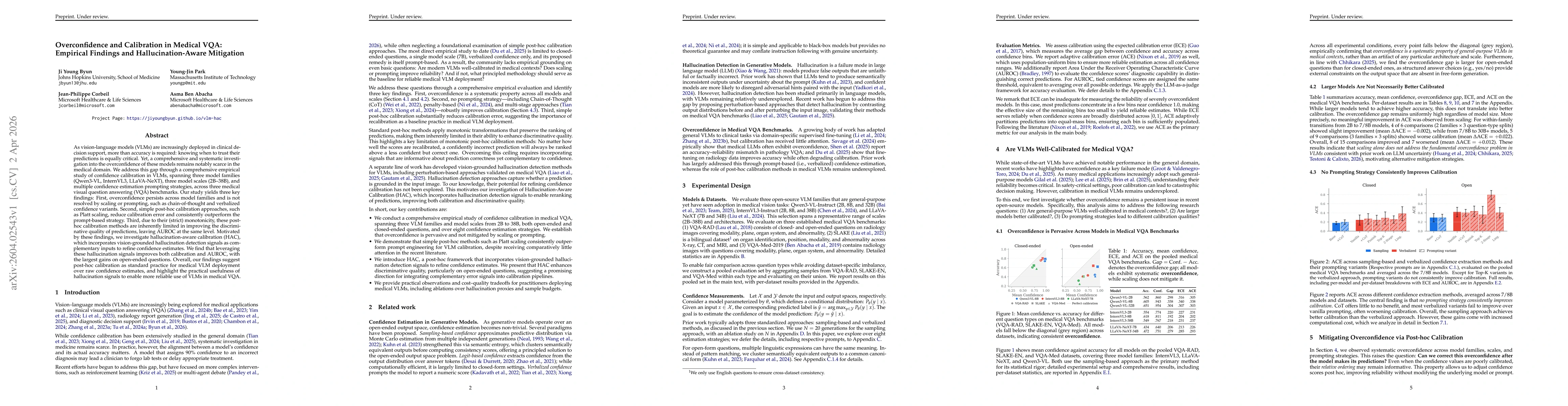 Thumbnail for Overconfidence and Calibration in Medical VQA: Empirical Findings and Hallucination-Aware Mitigation