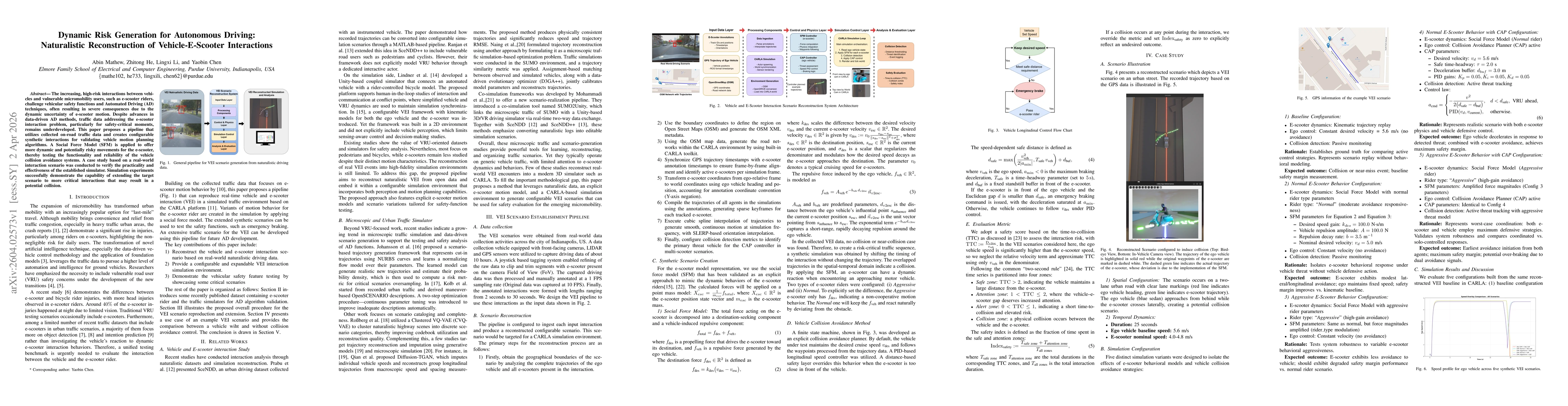 Thumbnail for Dynamic Risk Generation for Autonomous Driving: Naturalistic Reconstruction of Vehicle-E-Scooter Interactions