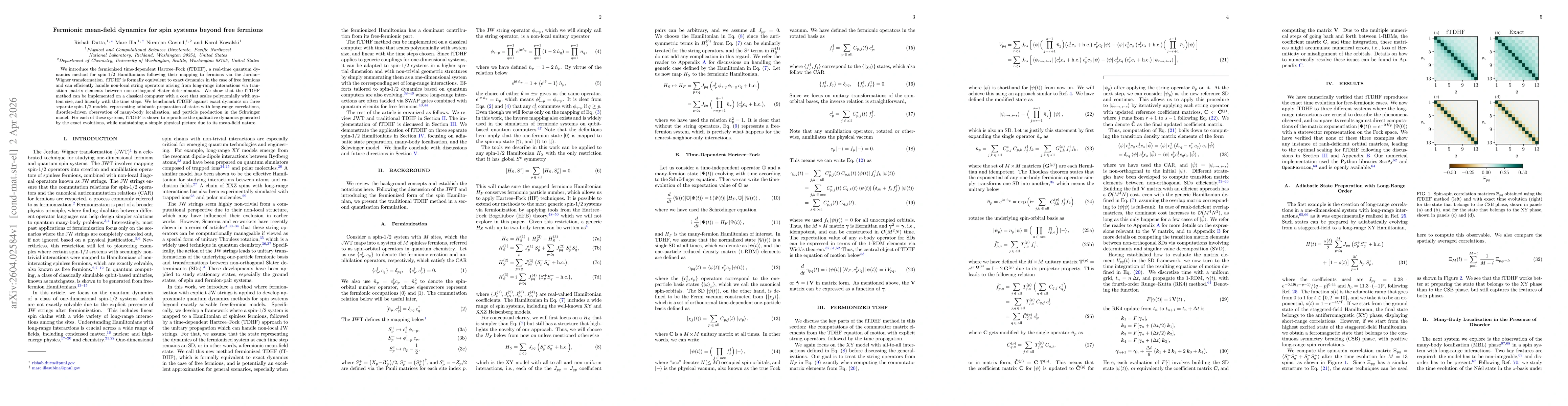 Thumbnail for Fermionic mean-field dynamics for spin systems beyond free fermions