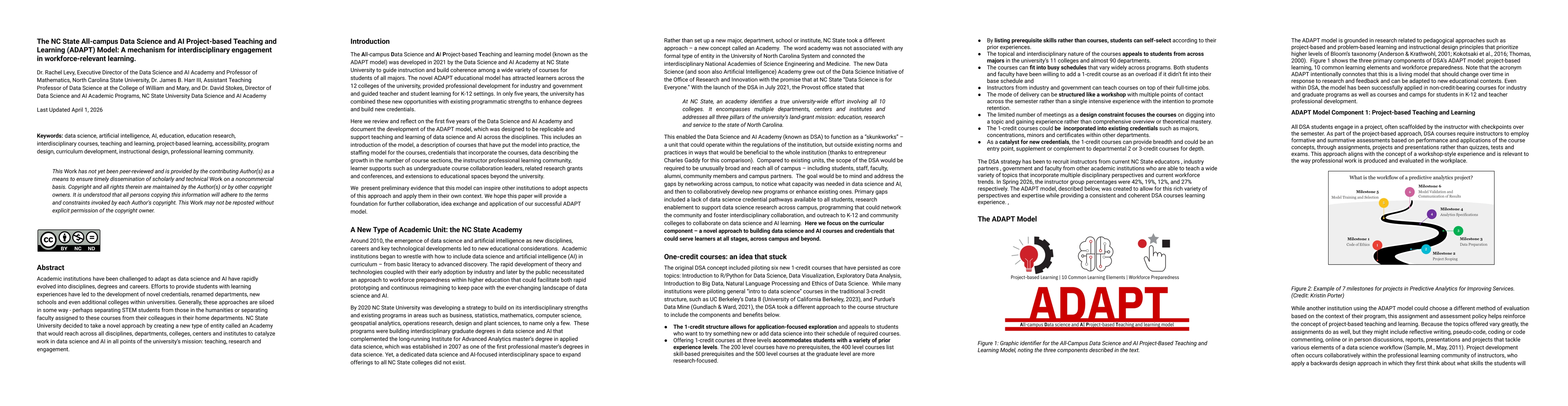 Thumbnail for The NC State All-campus Data Science and AI Project-based Teaching and Learning (ADAPT) Model: A mechanism for interdisciplinary engagement in workforce-relevant learning