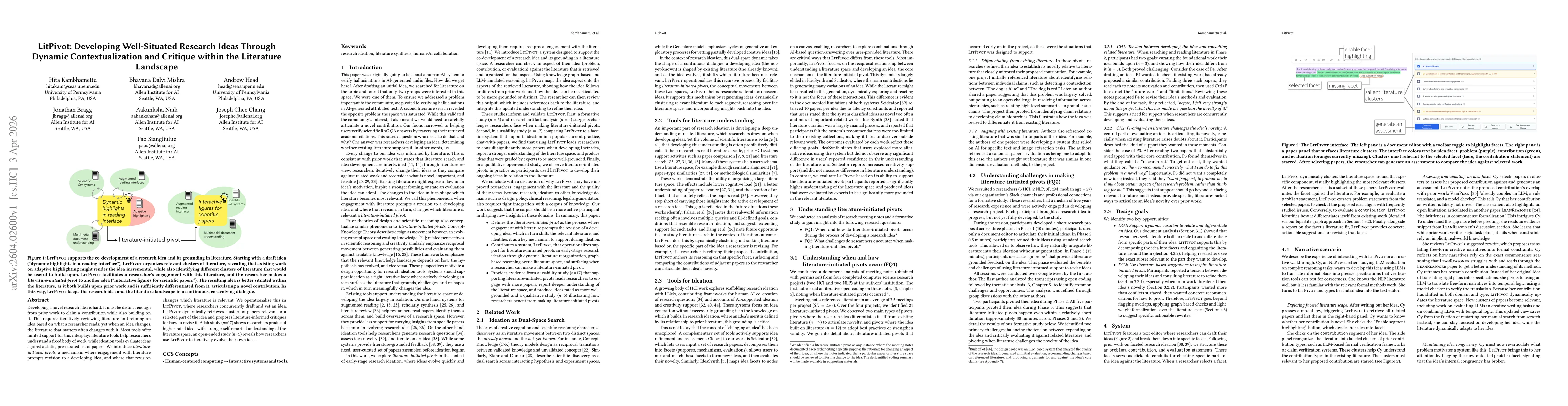 Thumbnail for LitPivot: Developing Well-Situated Research Ideas Through Dynamic Contextualization and Critique within the Literature Landscape