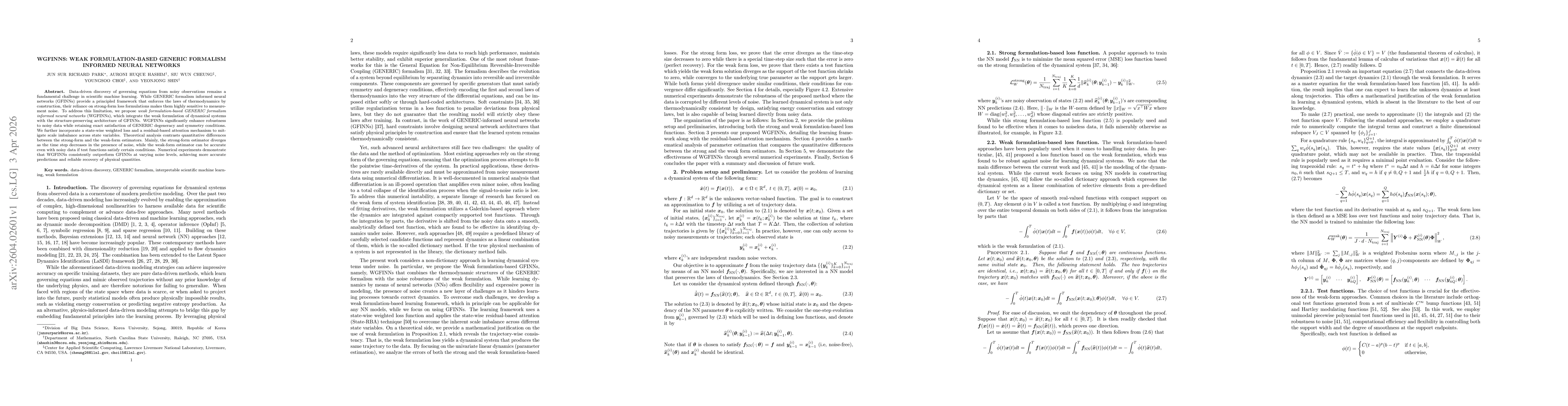 Thumbnail for WGFINNs: Weak formulation-based GENERIC formalism informed neural networks'