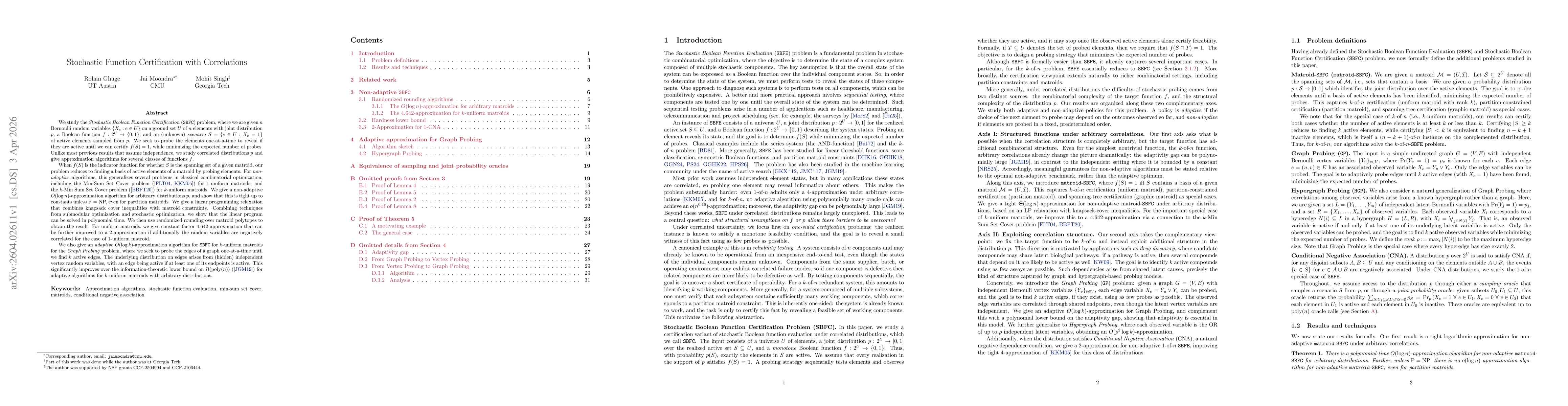Thumbnail for Stochastic Function Certification with Correlations