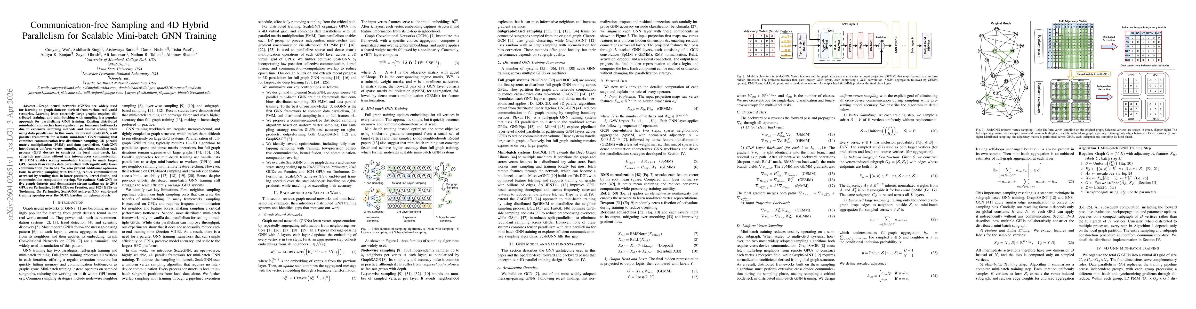 Thumbnail for Communication-free Sampling and 4D Hybrid Parallelism for Scalable Mini-batch GNN Training