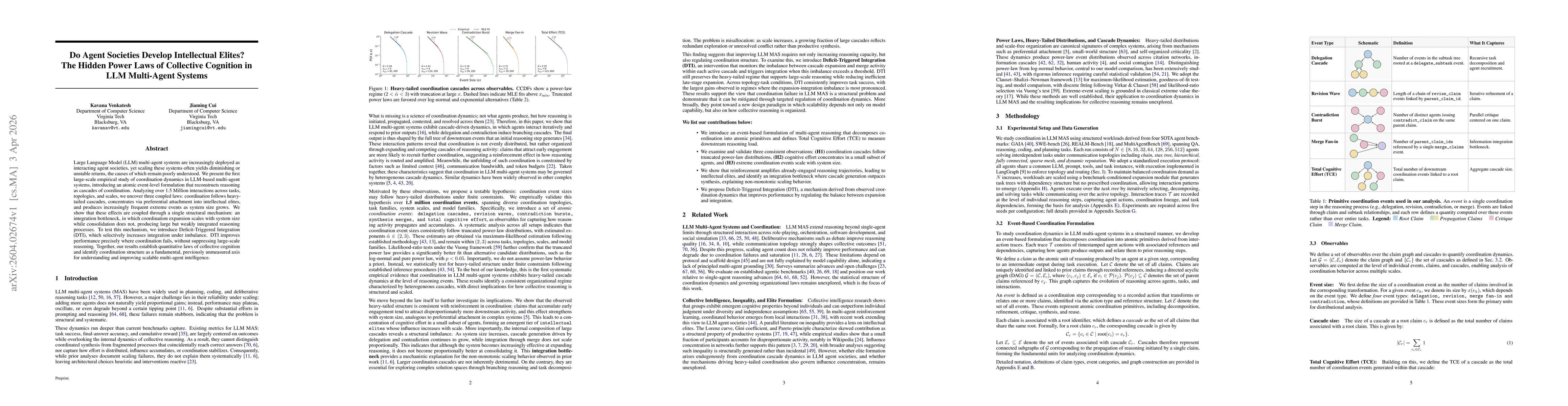 Thumbnail for Do Agent Societies Develop Intellectual Elites? The Hidden Power Laws of Collective Cognition in LLM Multi-Agent Systems