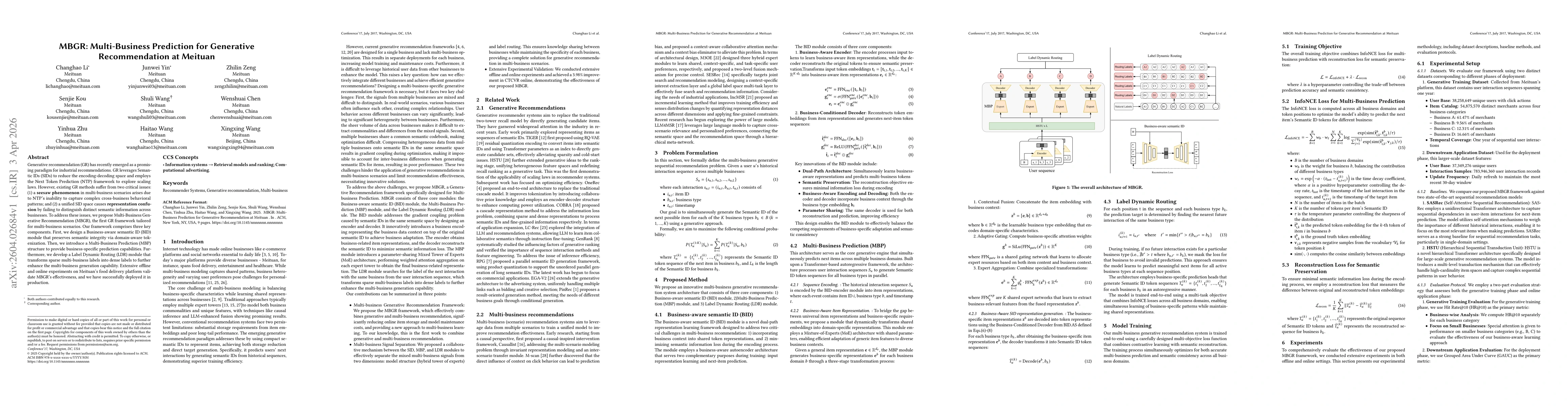 Thumbnail for MBGR: Multi-Business Prediction for Generative Recommendation at Meituan