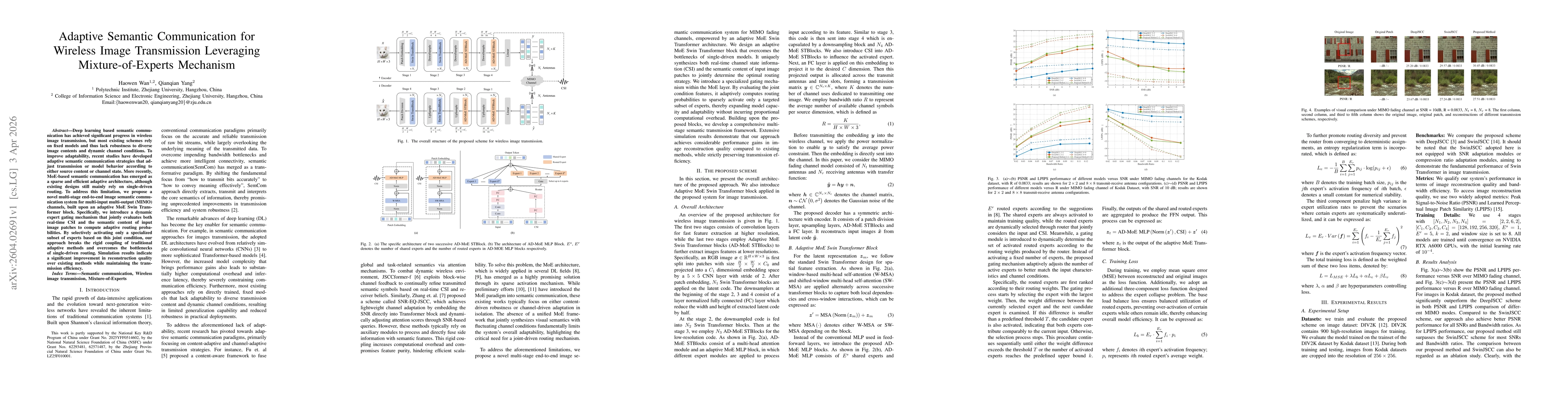 Thumbnail for Adaptive Semantic Communication for Wireless Image Transmission Leveraging Mixture-of-Experts Mechanism