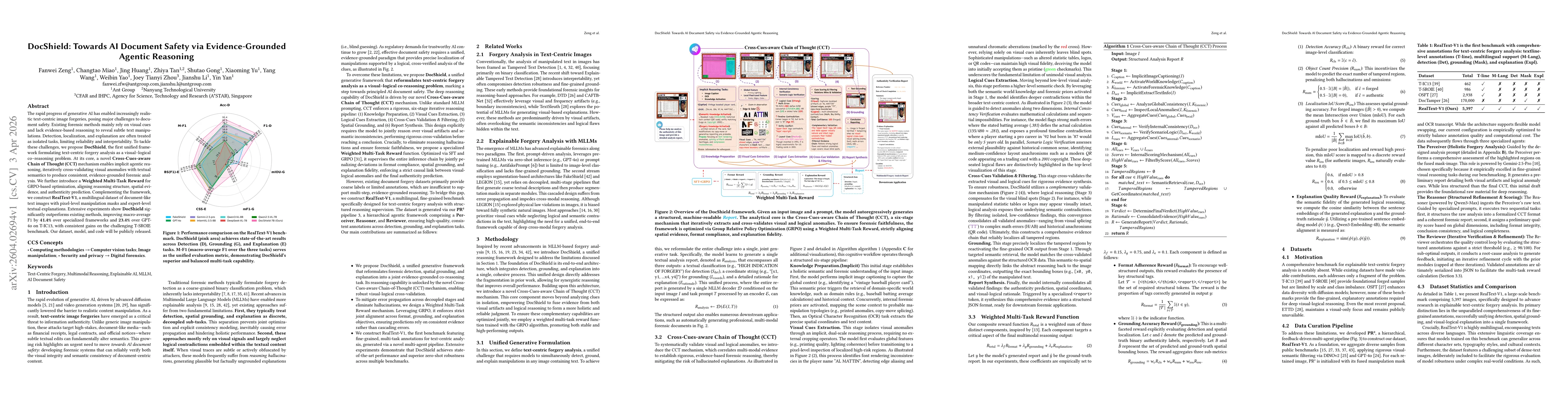 Thumbnail for DocShield: Towards AI Document Safety via Evidence-Grounded Agentic Reasoning