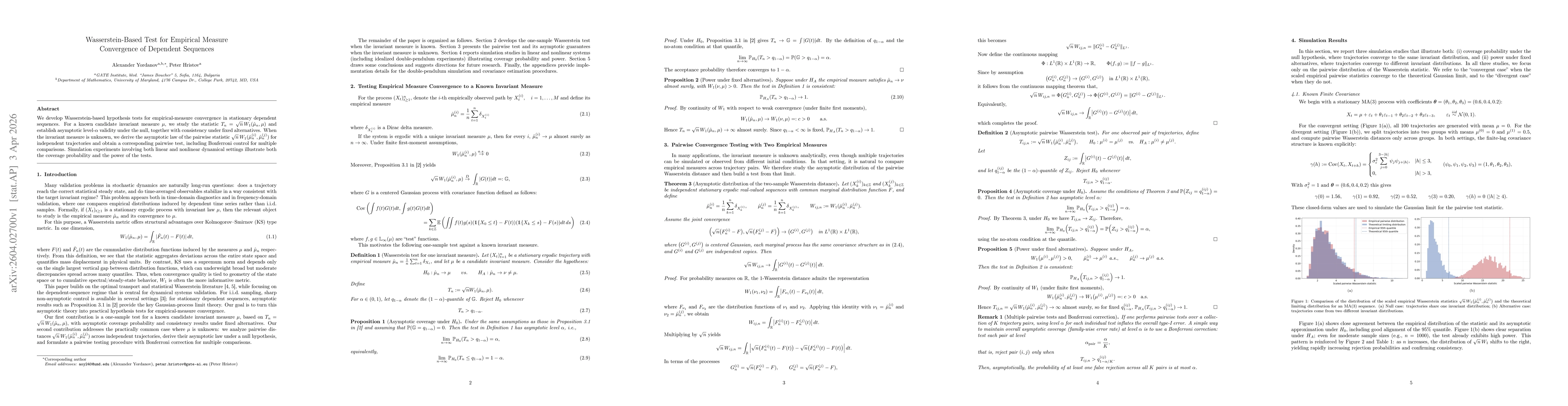Thumbnail for Wasserstein-Based Test for Empirical Measure Convergence of Dependent Sequences