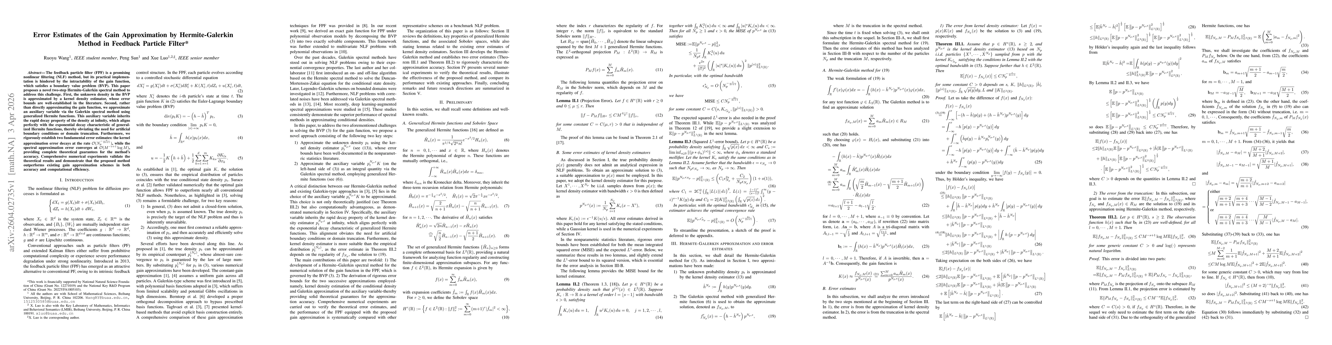 Thumbnail for Error Estimates of the Gain Approximation by Hermite-Galerkin Method in Feedback Particle Filter