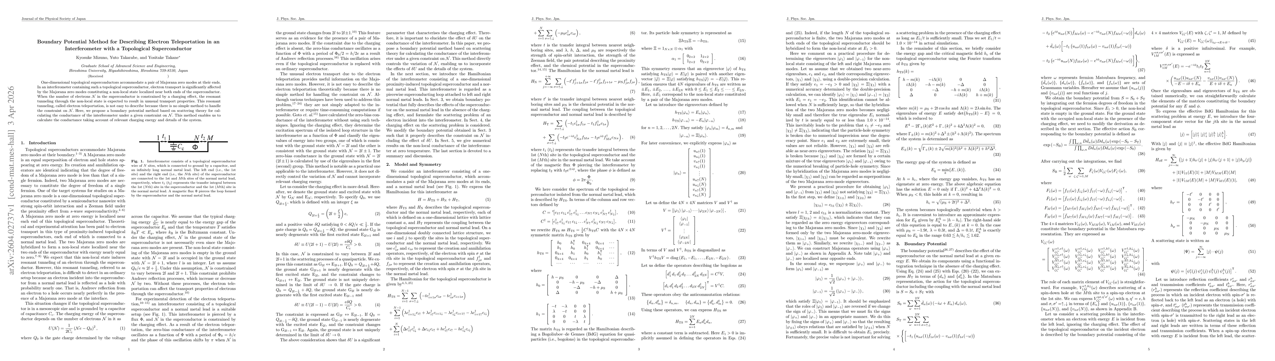 Thumbnail for Boundary Potential Method for Describing Electron Teleportation in an Interferometer with a Topological Superconductor