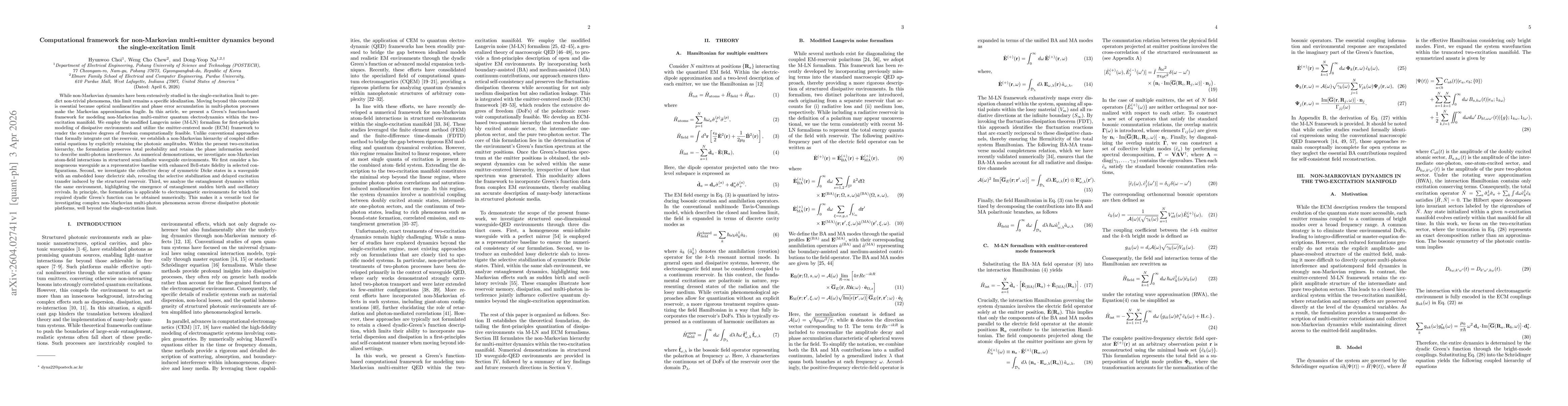 Thumbnail for Computational framework for non-Markovian multi-emitter dynamics beyond the single-excitation limit