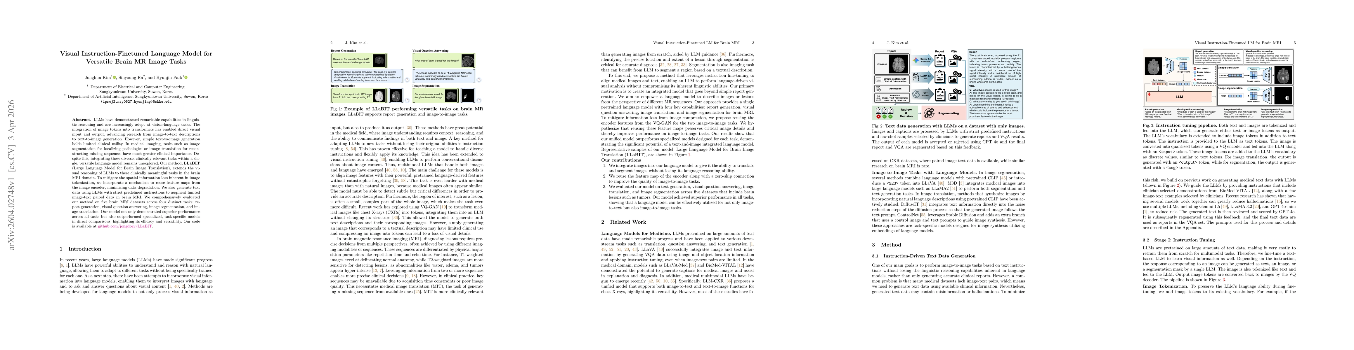 Thumbnail for Visual Instruction-Finetuned Language Model for Versatile Brain MR Image Tasks