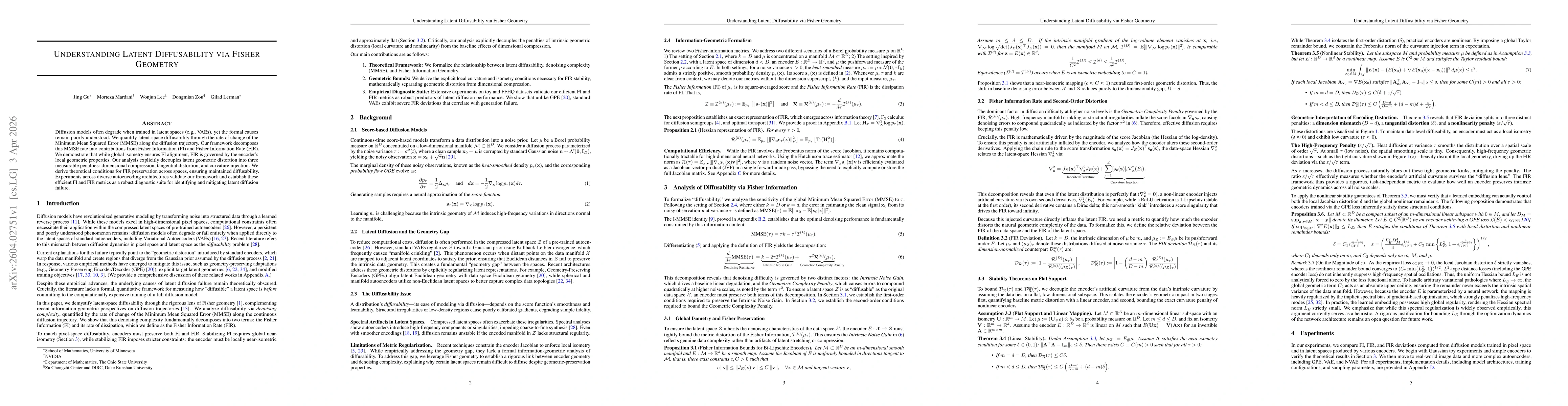 Thumbnail for Understanding Latent Diffusability via Fisher Geometry