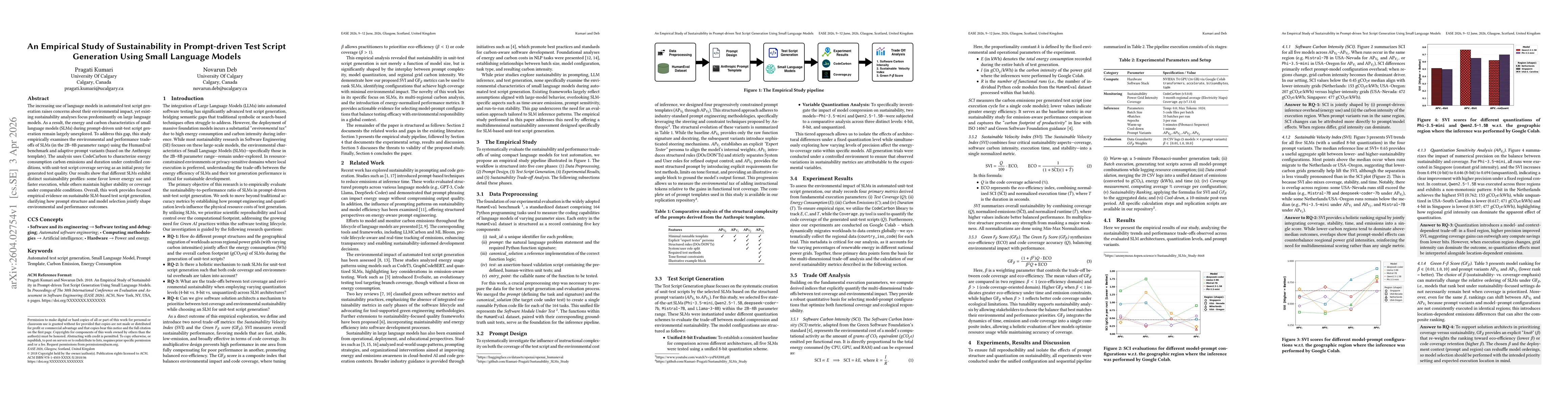 Thumbnail for An Empirical Study of Sustainability in Prompt-driven Test Script Generation Using Small Language Models