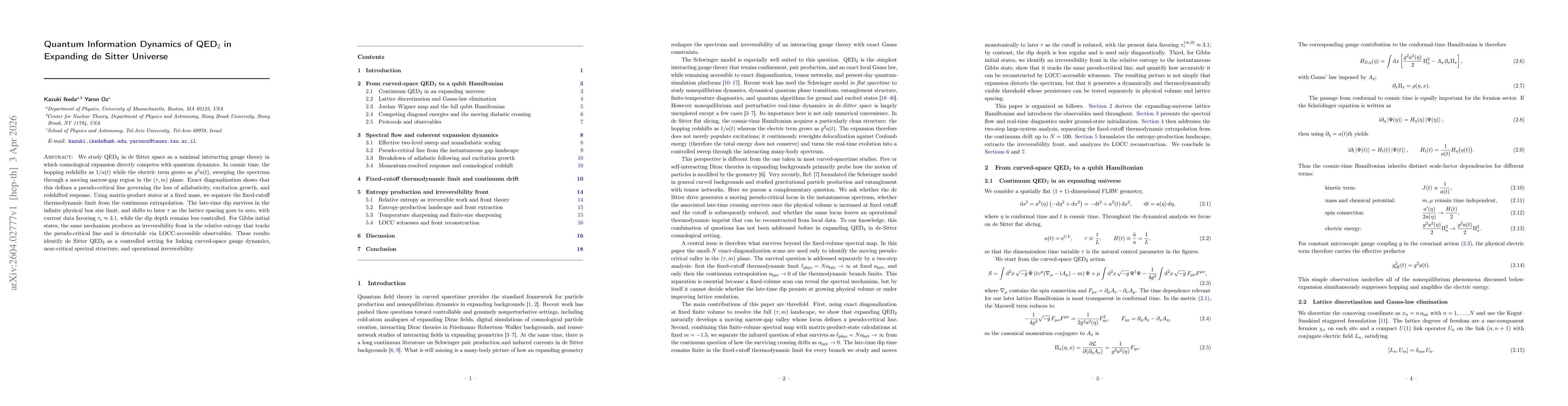 Thumbnail for Quantum Information Dynamics of QED$_2$ in Expanding de Sitter Universe